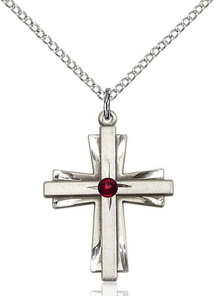 Cross on Cross Pendant with Birthstone Options for Women