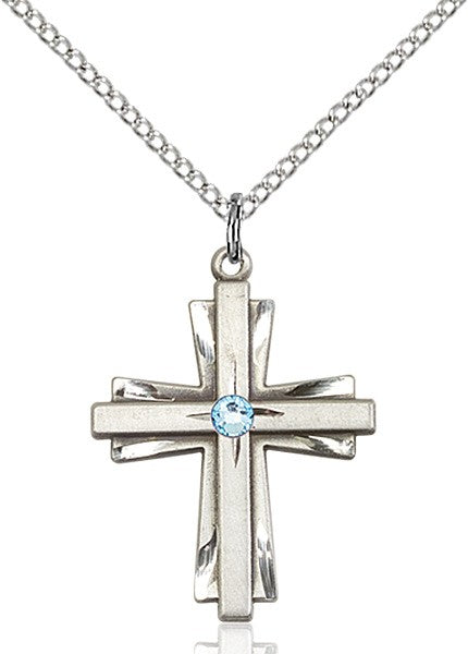 Cross on Cross Pendant with Birthstone Options for Women
