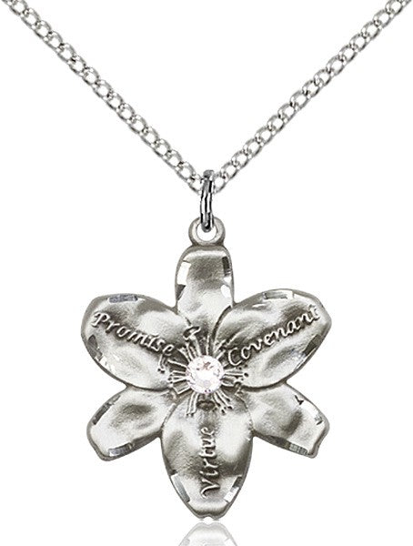 Large Five Petal Chastity Pendant with Birthstone Center