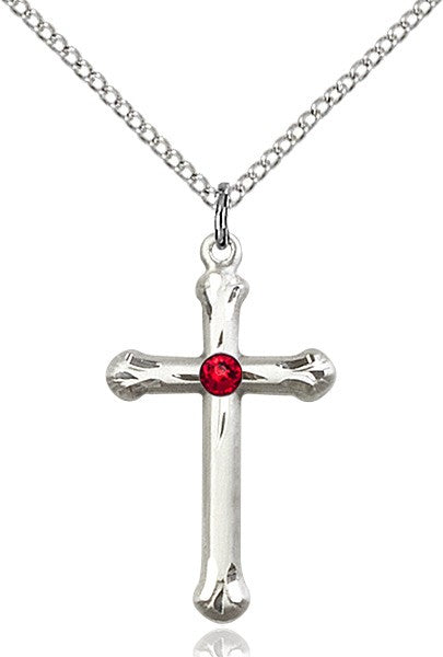 Teardrop Edge Cross Pendant with Birthstone Options