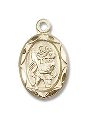 Scalloped Edge Petite St. Christopher Necklace for Women