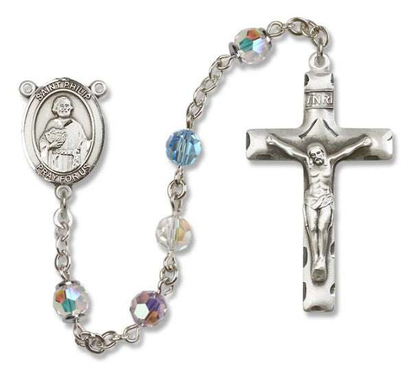 St. Philip the Apostle Sterling Silver Heirloom Rosary Squared Crucifix