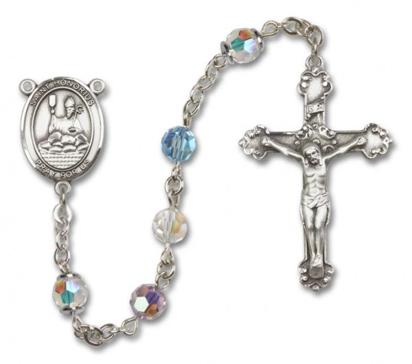 St. Honorius Sterling Silver Heirloom Rosary Fancy Crucifix