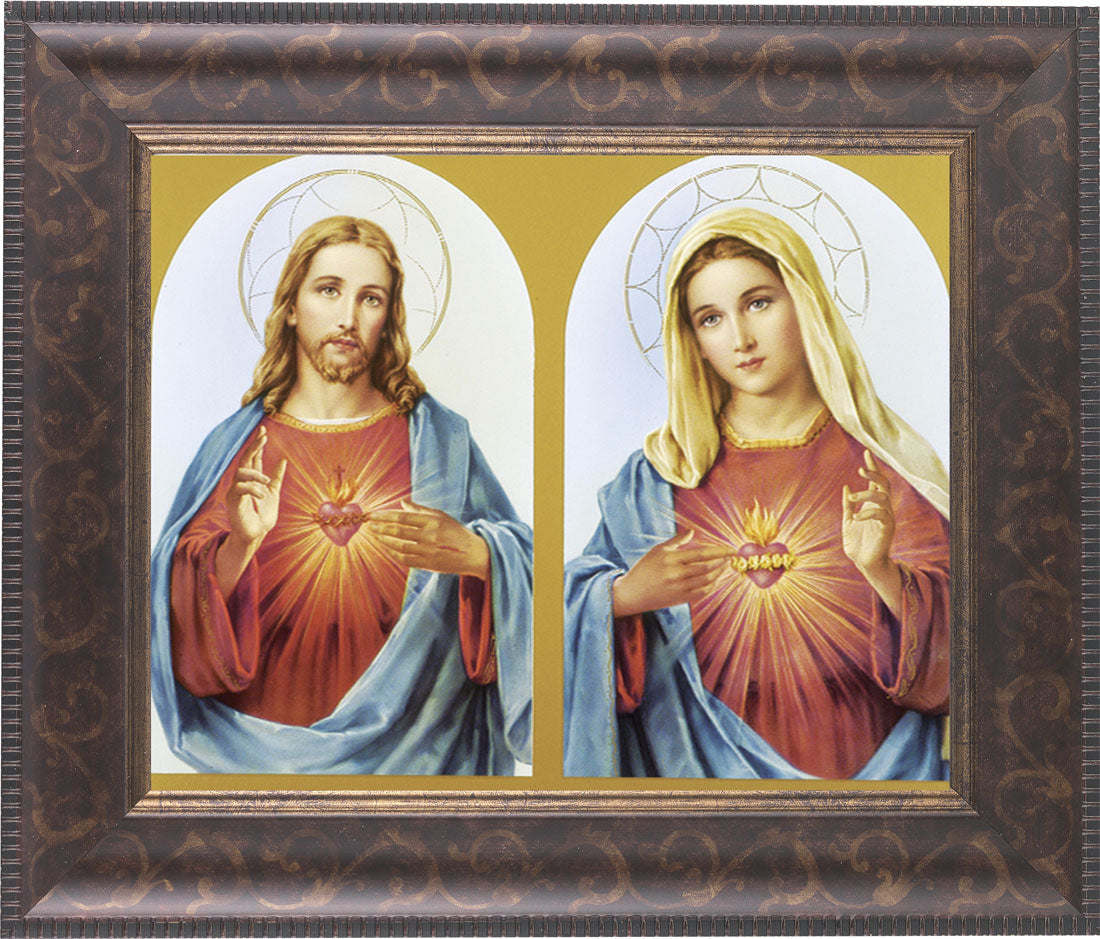 Sacred Heart and Immaculate Heart 8x10 Framed Print Under Glass