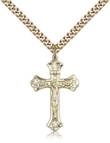 Classic Crucifix Pendant with Fleur de Lis Tips
