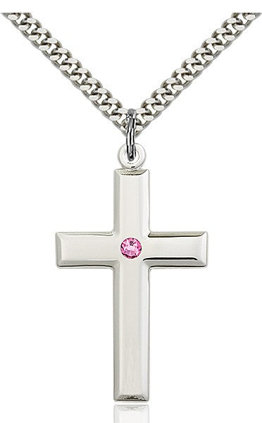 Large Plain Cross Pendant with Birthstone Options