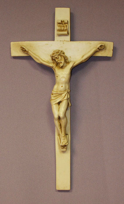 Crucifix Light Antiqued Alabaster 9 1/2 inches