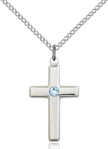Simple Cross Pendant with Birthstone Options for Youth