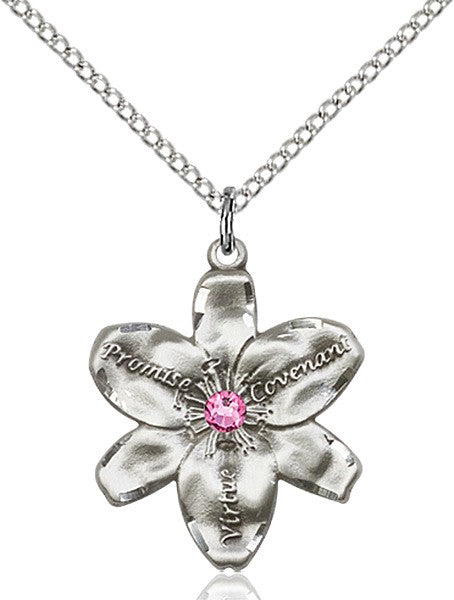 Large Five Petal Chastity Pendant with Birthstone Center