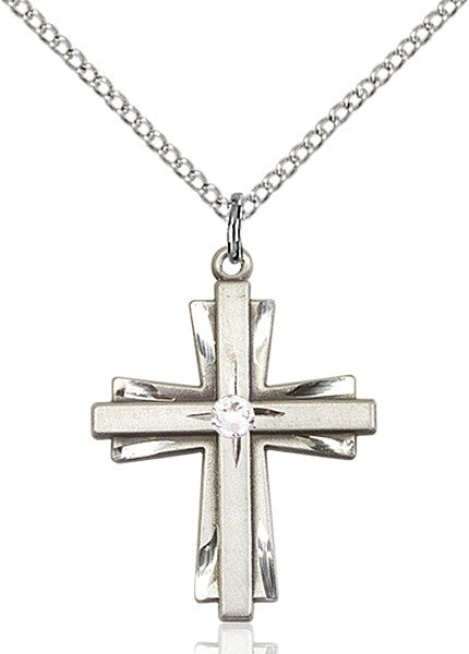 Cross on Cross Pendant with Birthstone Options for Women