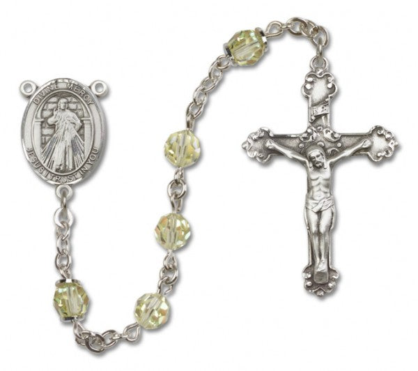 Divine Mercy Sterling Silver Heirloom Rosary Fancy Crucifix