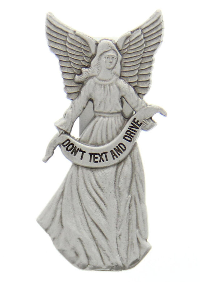 Don't Text and Drive Guardian Angel Visor Clip, Pewter - 2 3/4'H