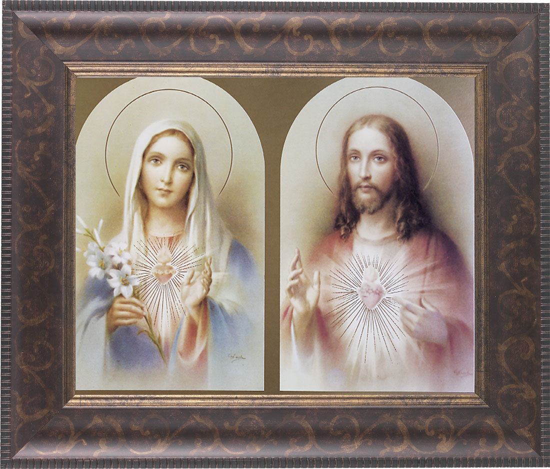 Immaculate Heart and Sacred Heart 8x10 Framed Print Under Glass