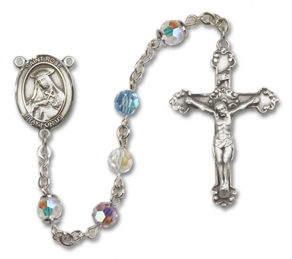 St. Rose of Lima Sterling Silver Heirloom Rosary Fancy Crucifix