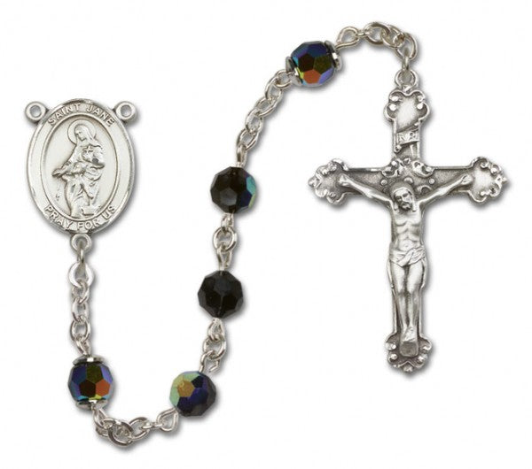 St. Jane Frances de Chantal Sterling Silver Sterling Silver Heirloom Rosary Fancy Crucifix