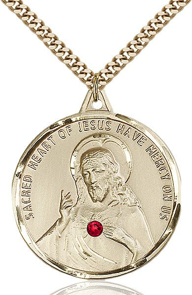 Elegant Sacred Heart of Jesus Pendant with Birthstones