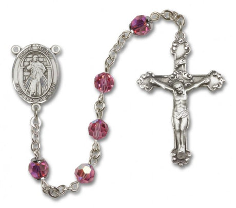 Divine Mercy Sterling Silver Heirloom Rosary Fancy Crucifix