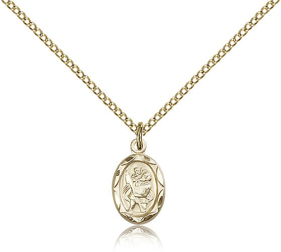 Scalloped Edge Petite St. Christopher Necklace for Women