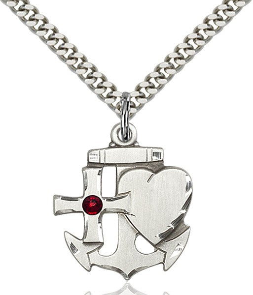 Faith Hope and Charity Pendant with Birthstone Option