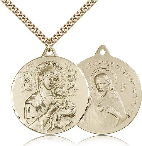 Double Sided Our Lady of Perpetual Help and Sacred Heart Medal