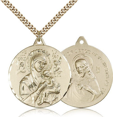 Double Sided Our Lady of Perpetual Help and Sacred Heart Medal