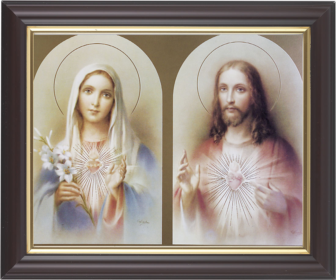 Immaculate Heart and Sacred Heart 8x10 Framed Print Under Glass