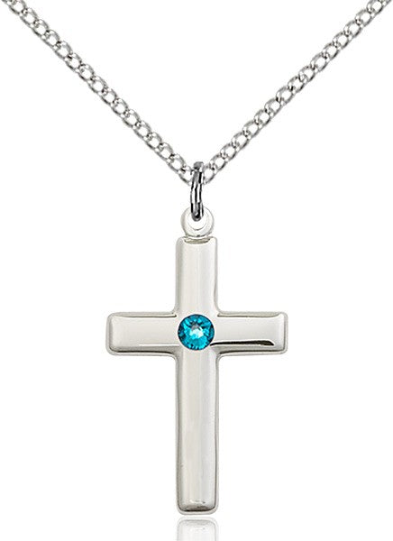 Simple Cross Pendant with Birthstone Options for Youth