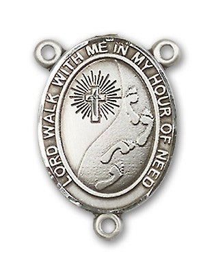 Footprints / Cross Rosary Centerpiece Sterling Silver or Pewter