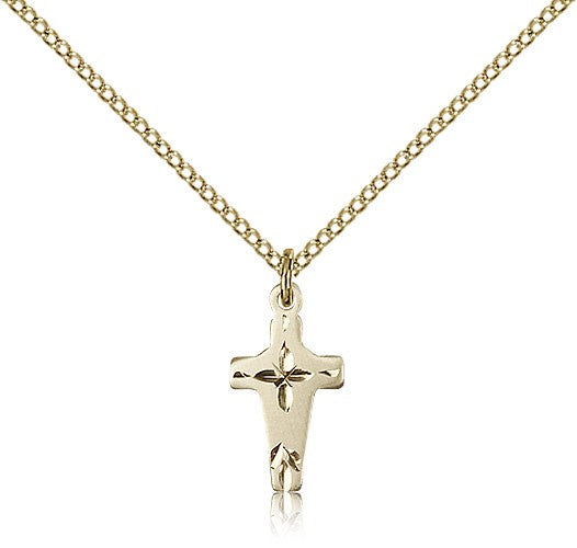 Small Wide Edge Cross Necklace