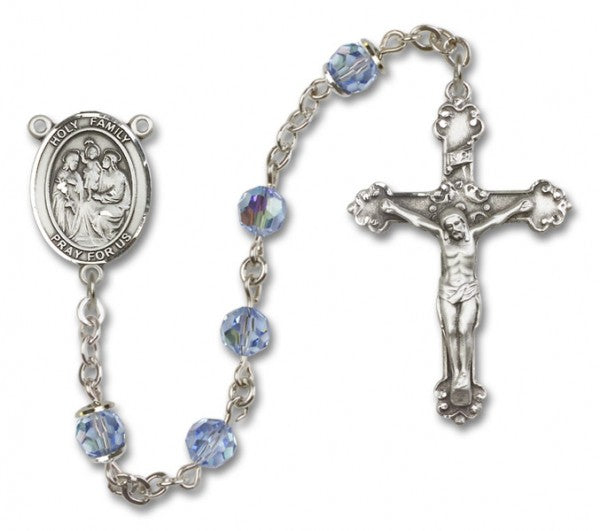 Holy Family Sterling Silver Heirloom Rosary Fancy Crucifix