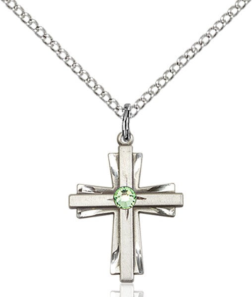 Etched Cross Pendant with Birthstone Options for Youth