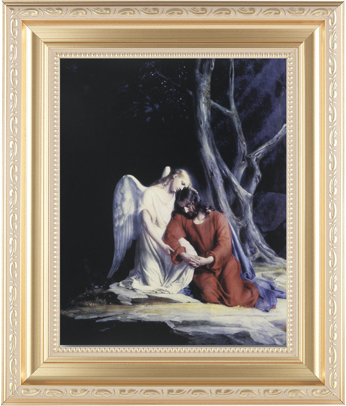 Agony in the Garden Jesus and Angel 8x10 Framed Print Under Glass