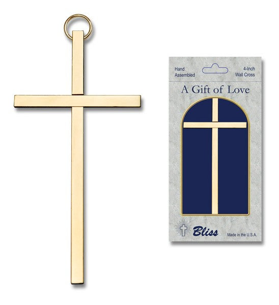 Plain Wall Cross 4" - Gold or Silver