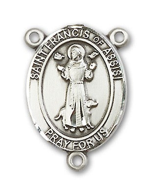 St. Francis of Assisi Rosary Centerpiece Sterling Silver or Pewter