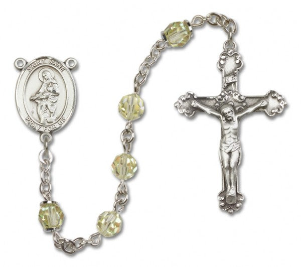 St. Jane Frances de Chantal Sterling Silver Sterling Silver Heirloom Rosary Fancy Crucifix