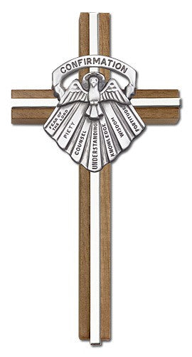 Gifts of Confirmation Wall Cross in Walnut and Metal Inlay 6'