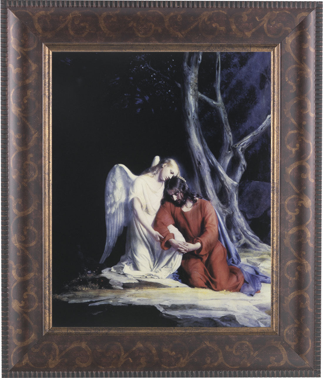 Agony in the Garden Jesus and Angel 8x10 Framed Print Under Glass