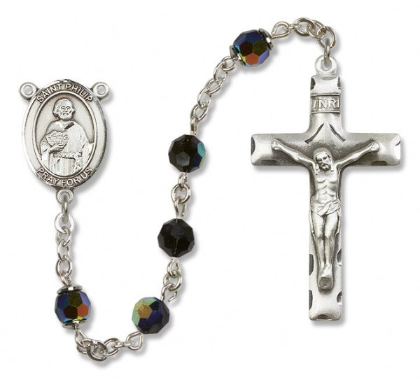 St. Philip the Apostle Sterling Silver Heirloom Rosary Squared Crucifix