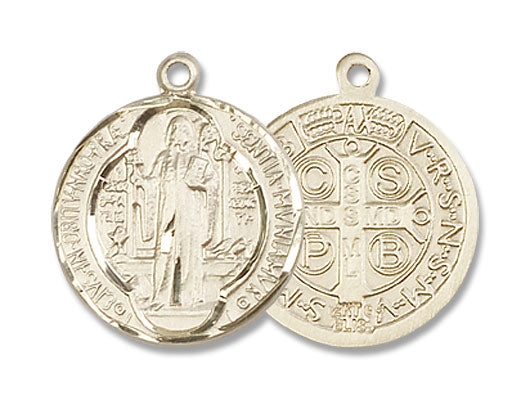 14K Solid Gold Large St. Benedict Medal with Latin Inscriptions