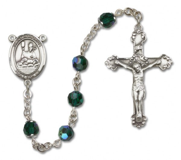 St. Honorius Sterling Silver Heirloom Rosary Fancy Crucifix