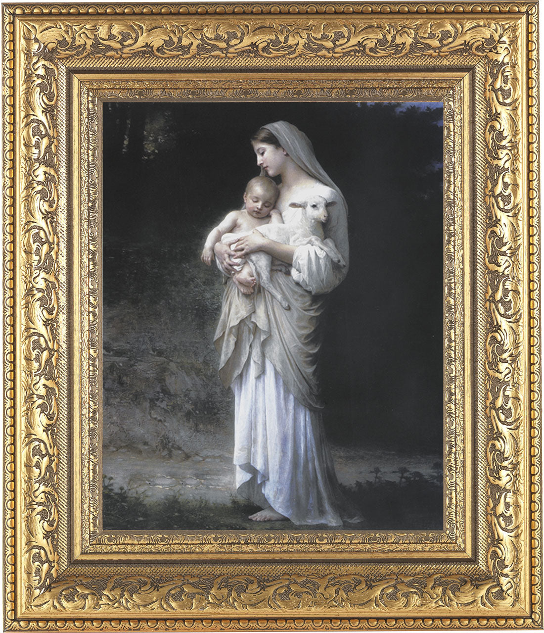 Madonna and Child with Baby Lamb 8x10 Framed Print Under Glass