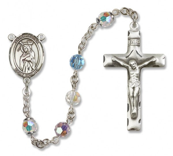 St. Regina Sterling Silver Heirloom Rosary Squared Crucifix