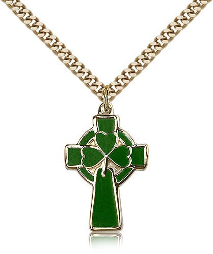 Green Enamel Celtic Cross Pendant