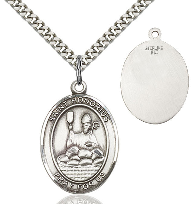 St. Honorius Medal - Patron Saint of Bakers & Pastry Chefs | Sterling Silver