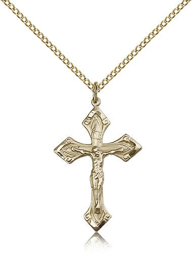 High Polished Point Tip Crucifix Necklace