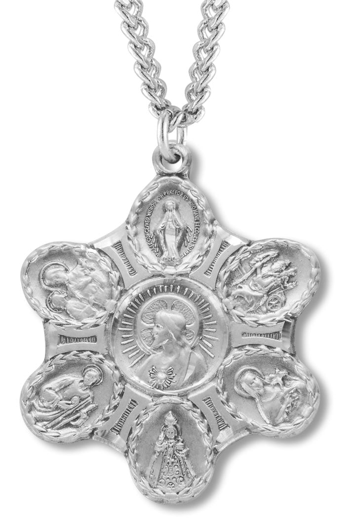 7 Way Pendant, Sterling Silver with Chain