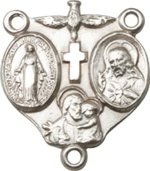 3-Way Sterling Silver Rosary Centerpiece