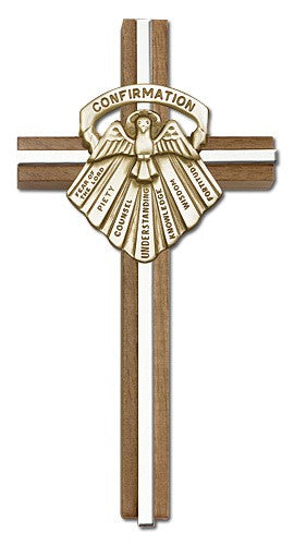 Gifts of Confirmation Wall Cross in Walnut and Metal Inlay 6'