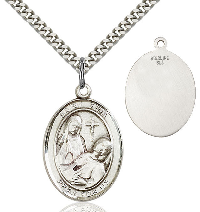 St. Fina Medal - Patron Saint of Chronic Pain & Paralysis | Sterling Silver