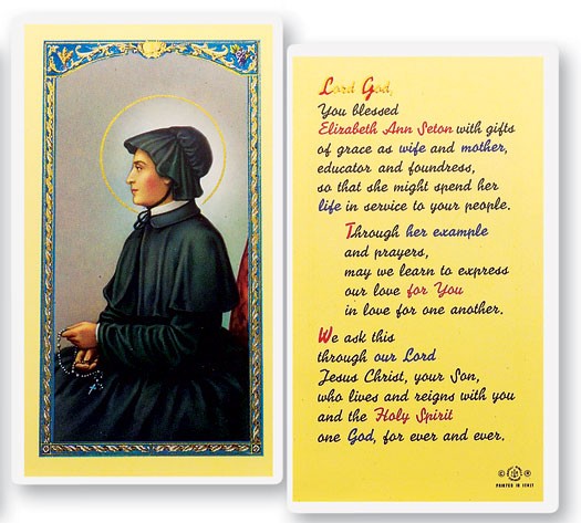 Prayer To St. Elizabeth Seton Laminated Prayer Card
